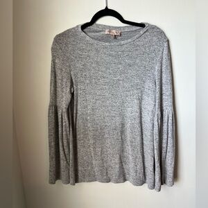 Philosophy Grey Bell Sleeve Long Sleeve Knit Sweater Top Small
